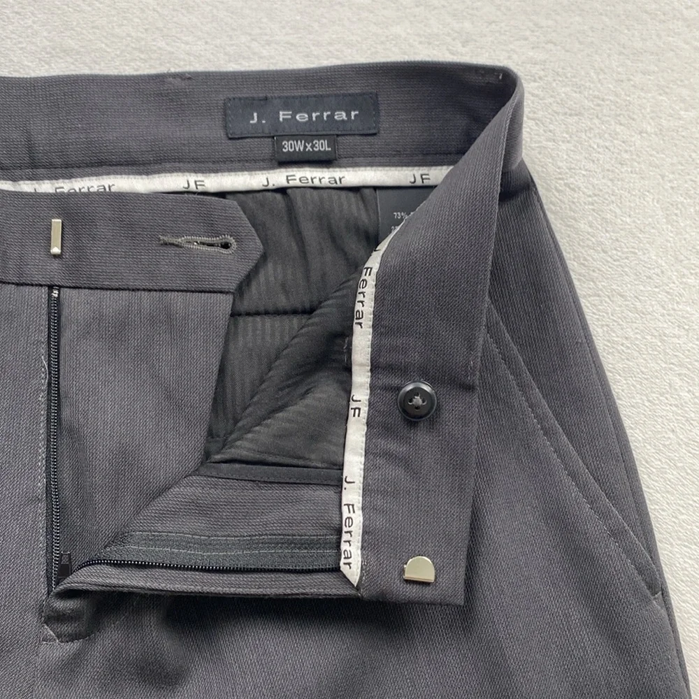 JF J. Ferrar Flat Front Classic Fit Dress Pant/Trouser (30x30, Gray)